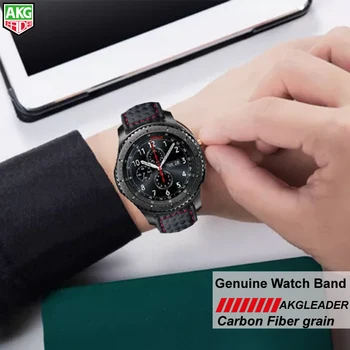 Za Samsung Galaxy Watch 46mm Pravega Usnja Ogljikovih Vlaken Pasu Pas Za Orodje S3 Klasične Meje Usnjeno Zapestnico Za Amazfit
