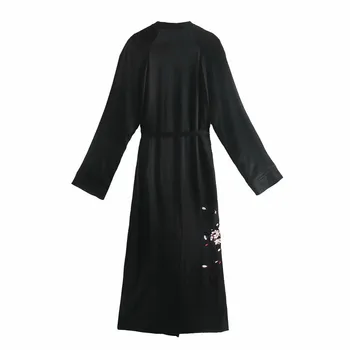 Za Ženske, Vezenih Dolgo Kimono Obleko 2020 Dolg Rokav Zaviti V Vratu Eleganten Stranka Obleke, Modni Tonske Tassel Vezi Vestidos