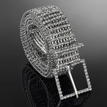 Zahodni kavboj nove luksuzne deset vrstic diamantov, svetlo vdelan diamant kristalno diamantni pas verige nosorogovo pas ženske