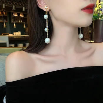 Zeojrlly Pearl Trendy Kaplja Vode Ženske Uhani Visijo Dolge Tassel Uhani Korejski Uhani Ženski Modni Nakit
