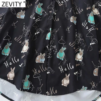 Zevity 2021 Nove Ženske Sladko Živali, Črke Natisni Priložnostne Slim Delavska Bluzo Urad Dama Long Sleeve Majica Elegantna Blusas Vrhovi LS7621