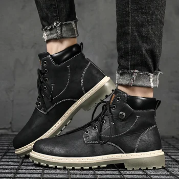 Zimske Moške priložnostne kratek čevlji classic Čipke-up Moških vojaški škornji, škornji Dihanje na Prostem čevlji Non-slip Trend Moški čevlji