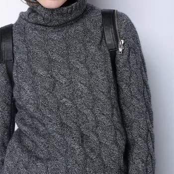 Zimski pulover ženske, visok ovratnik, kašmir pulover ženska moda thicked pulover 2018 nov twist vzorec dno topel pulover