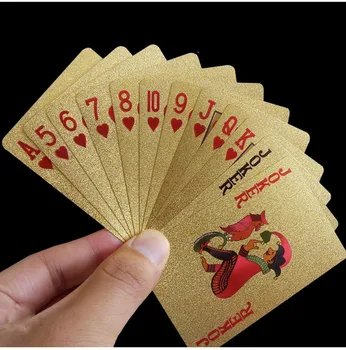 Zlati Igranje Kartice Krovom Zlato Folijo Poker Čarobne Kartice 24K Gold Plastičnih Trajne Nepremočljiva Kart Magic Rekviziti