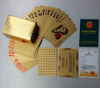 Zlati Igranje Kartice Krovom Zlato Folijo Poker Čarobne Kartice 24K Gold Plastičnih Trajne Nepremočljiva Kart Magic Rekviziti