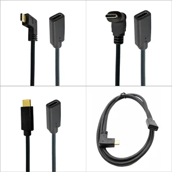 Zlato 0,3 m 0,6 m 1m 1,8 m Tip-C USB 3.1 Moški na USB-C Ženski za 90 stopinj Razširitev Podatkovnega Kabla Podaljšek Kabel Reverzibilna Design 10Gb/s