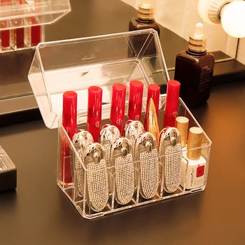 Zlato Ličila Organizator škatla za Shranjevanje Plastični Posodi Primeru za Šminko za Nego Kože, lak za Nohte Parfum Rangement Zaslon Stojalo