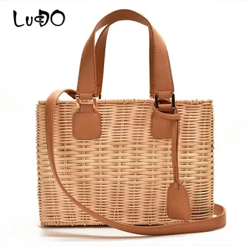 Znane blagovne znamke ženske Bambusa slame rattan vrečko 2020 dame moda luksuzni strani usnjene torbe messenger vrečke ženski torbici in torbice