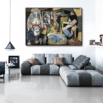 Znanih Alžiru Z Pablo Picasso Platno, Slike, Plakatov in Fotografij Wall Art Ženske, Slike Cuadros za Dnevna Soba Dekor