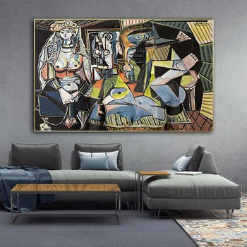 Znanih Alžiru Z Pablo Picasso Platno, Slike, Plakatov in Fotografij Wall Art Ženske, Slike Cuadros za Dnevna Soba Dekor