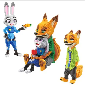 Zootopia Mini gradniki Igrače Judy Anime figuric Nick Lisica in zajec Zbirka Opeke igrače za otroke