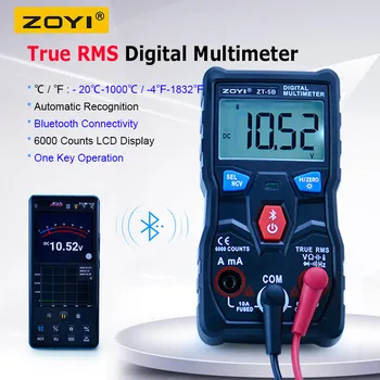 ZOYI ZT-5B Brezžični Digitalni Multimeter Auto-Segajo True RMS 6000 Šteje Voltmeter Volt Amp Ohm Hz NKV Kapacitivnost Diode Temp