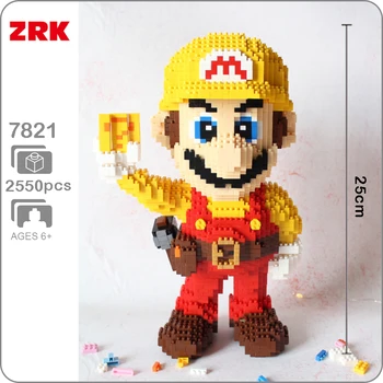 ZRK 7821 Video Igre Super Mario Rumena Mario Slika 3D Modela DIY 2550pcs Diamond Mini gradnji Malih Bloki, Opeke Igrača št Polje