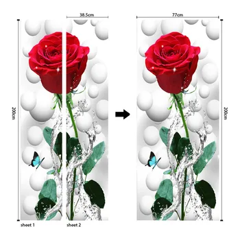 Čar Zbiranja Ustvarjalnih Okolju Prijazno 3D Rose Vrata Nalepke Prenovljen Samolepilne Spalnica Stenske Nalepke