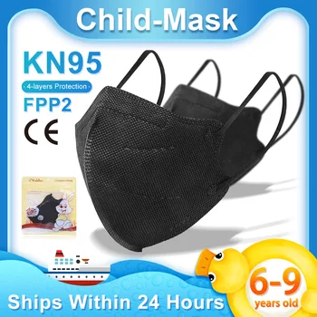 Črna 10-100 kozarcev kn95mask otroci usta kape otrok maske mascarilla nino 95% filter kn95 infantil za starosti 6-9 ffp2mask otrok