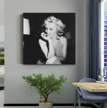 Črna in Bela Marilyn Monroe Platno Art Moda Plakatov in Fotografij Stenske Slike Dnevna Soba Cuadros Decoracion Tableau Salon