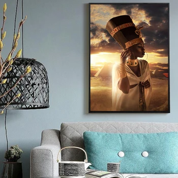 Črna in Zlata Golih Afriške Umetnosti Ženska Zahod, Oljna slika na Platnu Plakatov in Fotografij Stenskih slikah, za dnevno Sobo Cuadros