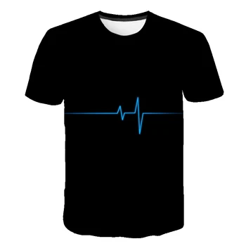 Črna otroci T-shirt 3D Harajuku Glasba Kul T-shirt Poletne Ustvarjalne Modno oblikovanje Kratek Rokav Vrhovi fantje dekleta krog vratu T shirt