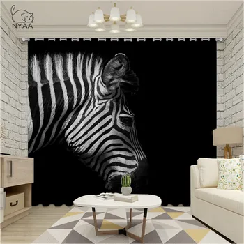 Črno Bel Zebra Foto Zavese 3D Za Spalnico Natisnjeni Zavese Jedilnico Pripravljen Hiša Zavese Spalnica Otrok Mikro-Senčenje