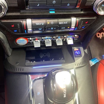 Škatla za shranjevanje Qi Brezžično Polnjenje Pad Sistema za S550 Ford Mustang-2020 po Meri Fit Mobilni Telefon in Avto Polnilec AUTOSONUS