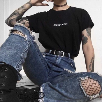 Ženska Oblačila Črke Natisni T-shirt je Izbruhnila Umetnik Harajuku Modni T-majice Street nositi O vratu Barva T-Shirt Ženski Tees