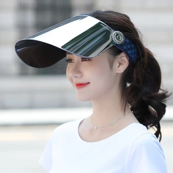 ženske anti uv klobuk pregleden široko roba nedelja klobuk moda poletje jasno topless plastični vizir skp obraz ščit, varno zaščito pred virusi