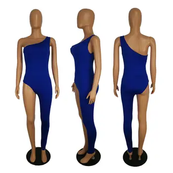 Ženske asimetrični eno-ramo brez rokavov seksi leotard klub jumpsuit