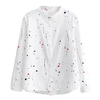 Ženske dolgo sleeved svoboden korejski cvetlični cvetlični ovratnik shirt moda enostavno in udobno natisnjeni gumbi korejski majica 04*
