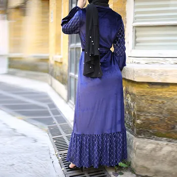 Ženske Hidžab Muslimansko Obleko Žamet Abaya Turške Obleke Dubaj Islamska Oblačila Caftan Tam Kaftan Islam Haljo Vetement Femme Musulmane