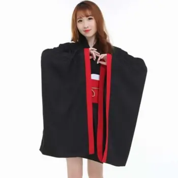 Ženske Japonski Tradicionalni Črn Kimono Cosplay Anime Obleko Kostume Črna Rdeča Kimono Anime Oblačila Kostum Bowknot Pasu Določa