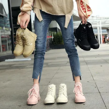 Ženske Jeseni, pozimi moda 2019 Nove ženske škornji Visoki vrh prostem Bela Udobno Martin čevlji Casual women ' s platneni čevlji
