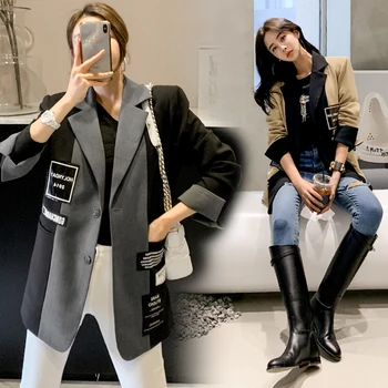 Ženske obleka jakna za majhne ženske 2020 jeseni in pozimi novi korejski slog oblikovanja občutek temperament priložnostne ohlapno obleko, jakno tren