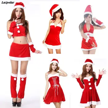Ženske Seksi santa božič obleko kostume Cosplay za žensko fancy oblačenja noša Halloween Odraslih Santa Klavzula Božič 5 slogi