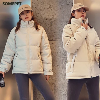 Ženske Zimske PU Usnje parkas podkrepljena zgostitev zadrgo toplo windproof jopiči sneg plašč za ženske velikosti M-3XL