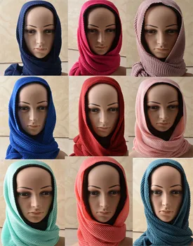 Ženske šali 2017,Viskoza navaden šal,Navaden viskoze hidžab,Valovanje vzorec,Muslimanska oblačila hidžab,cape,šali in rute,obloge,glušnika