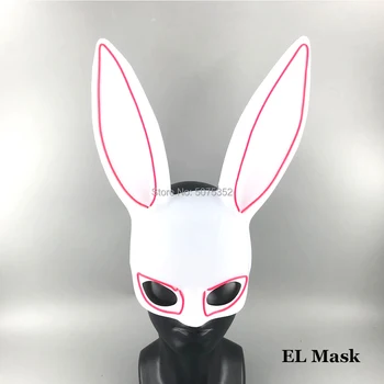 Ženske Ženske EL Žice Zajček Masko Japonske Led Fox Maske Masque Očarljivo Masko Za Nočni Klub Stranka Karneval Božič