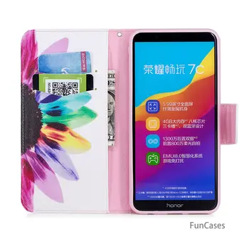 Življenje Drevesa Flip Primeru Telefon sFor Etui Huawei Honor 7C Mehko TPU Hrbtni Pokrovček Celular Kovinski Primeru Telefon Za Huawei Vzpon Čast 7C